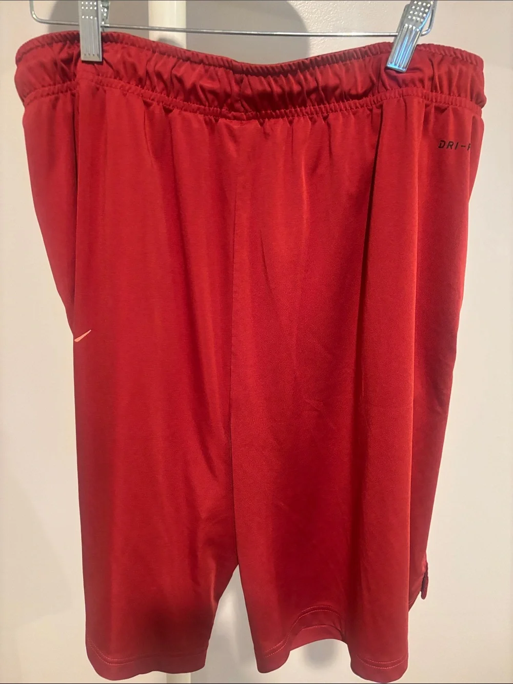 NIKE Red Mens Athletic Shorts with Black Branded Waistband